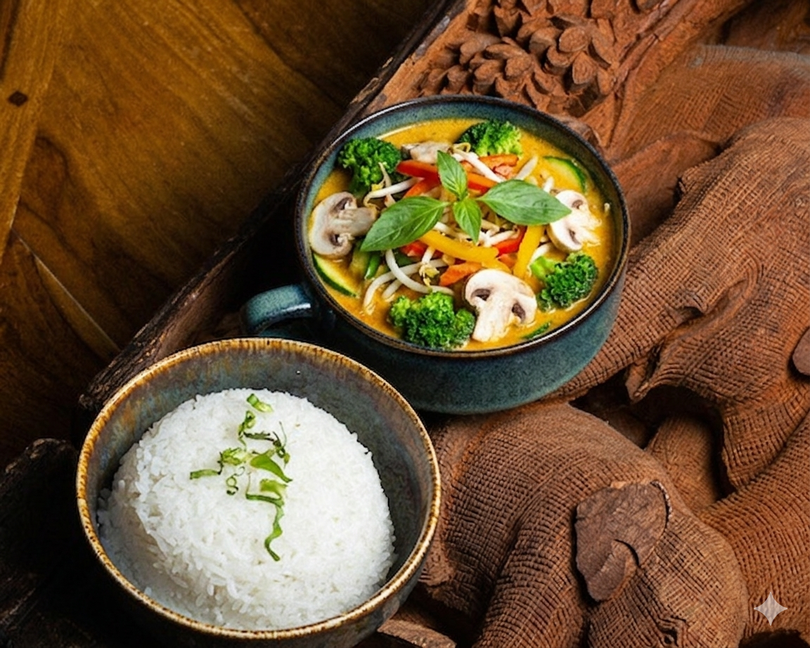 Légumes croquants mijotés au curry végétarien